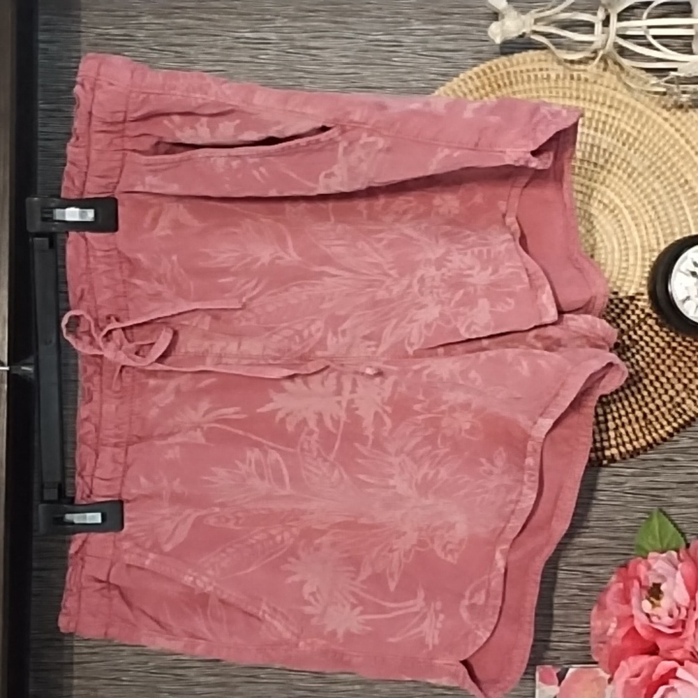 American Eagle Shorts Pockets Waist Tie Elastic Pink Tropical Size XL